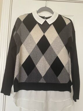 Charter Club Black Sweater with White Collar